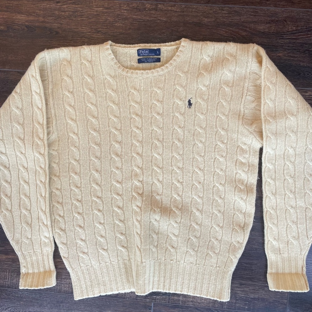 Yellow Polo by Ralph Lauren Women’s Cable Knit Sweater - Large